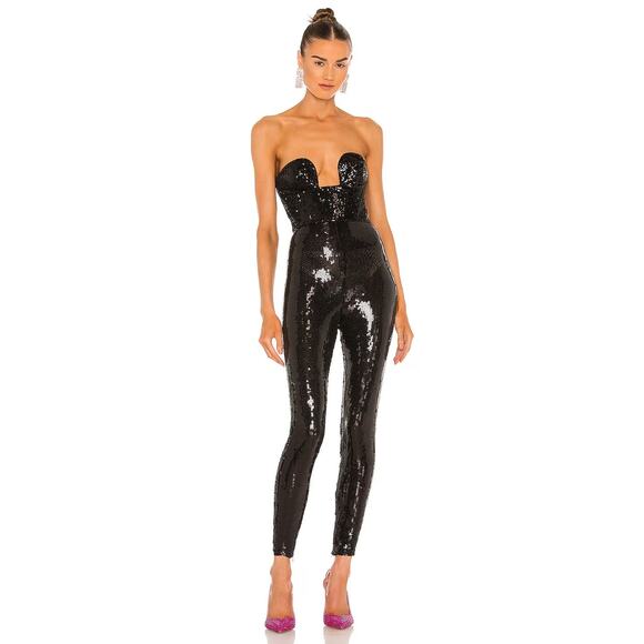 Bronx and Banco Jupiter Jumpsuit Strapless Sequin Bodice Witchy Disco Sz US6/M - Picture 1 of 11